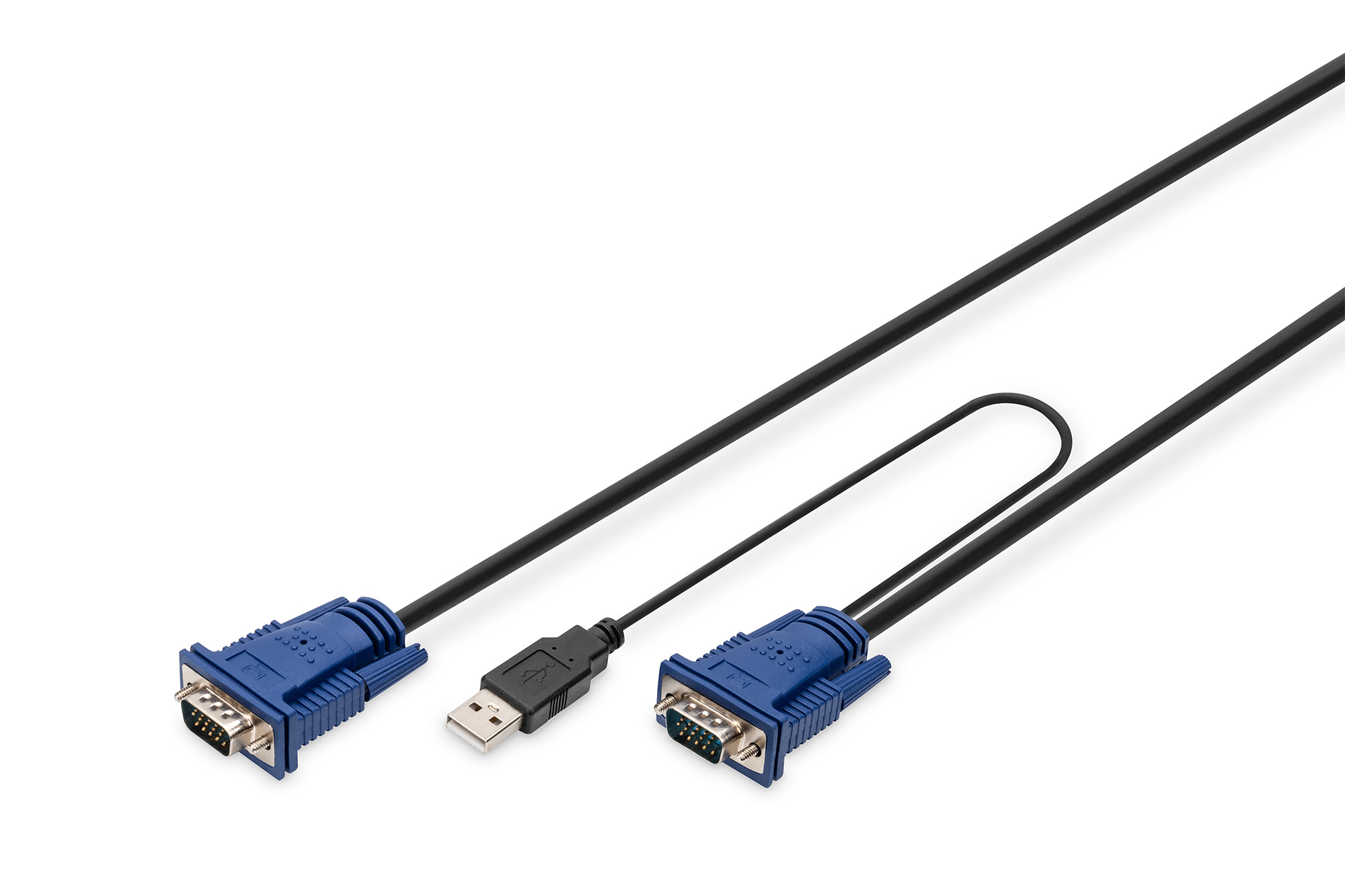 DIGITUS Octopus - Cavo tastiera / video / mouse (KVM) - USB, PS/2, HD-15 (VGA) (M) a HD-15 (VGA) (M) - 1.8 m - nero