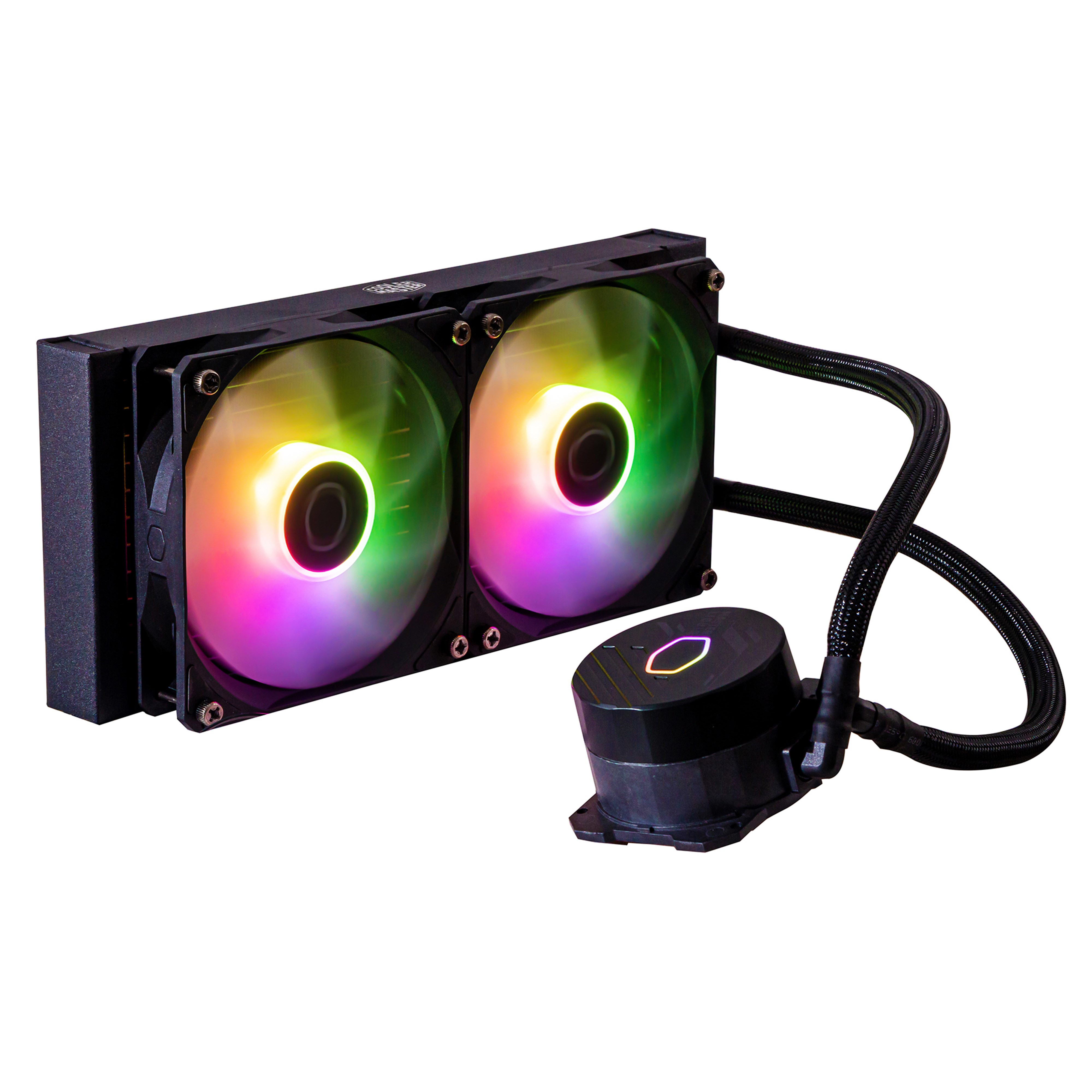 Cooler Master MasterLiquid Lite 240L Core ARGB - Sistema di raffreddamento a liquido del processore - Dimensione radiatore: 240 mm - (per: LGA1156, AM2, AM2+, AM3, LGA1155, AM3+, FM1, FM2, LGA1150, FM2+, LGA1151, AM4, LGA1200, LGA1700, AM5) - 120 mm - nero