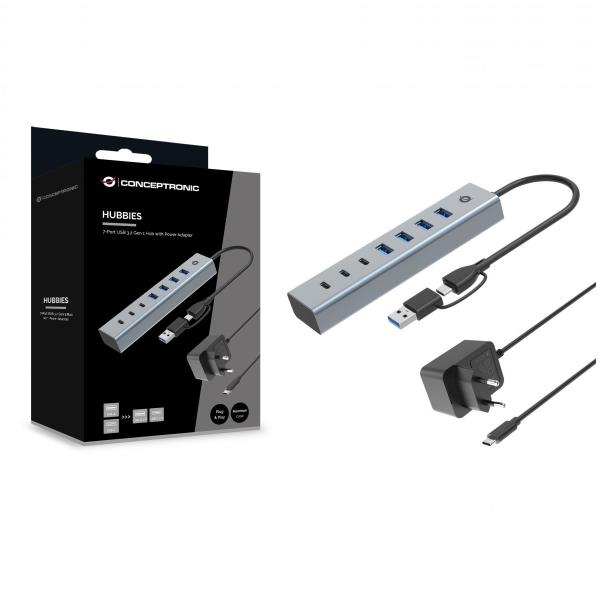 Conceptronic HUB USB 3.0 7 PORTE con alimentatore, …