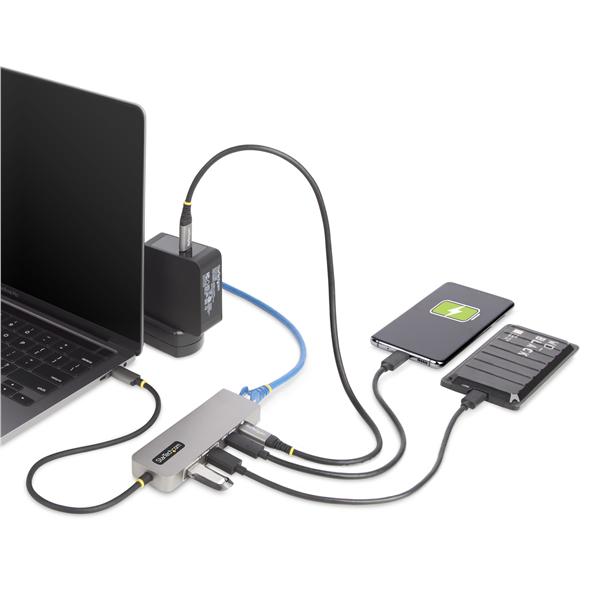 StarTech.com 3-Port USB-C Hub with 2.5 Gigabit Ethernet and 100W Power Delivery Passthrough Laptop Charging, USB-C to 2x USB-A/1x USB-C, USB 3.2 10Gbps Type-C Adapter Hub - Windows/macOS/Linux/Chromebook (10G2A1C25EPD-USB-HUB) - Hub - compatto - 1 x USB-C + 3 x USB 3.1 + 1 x 2.5GBase-T - desktop