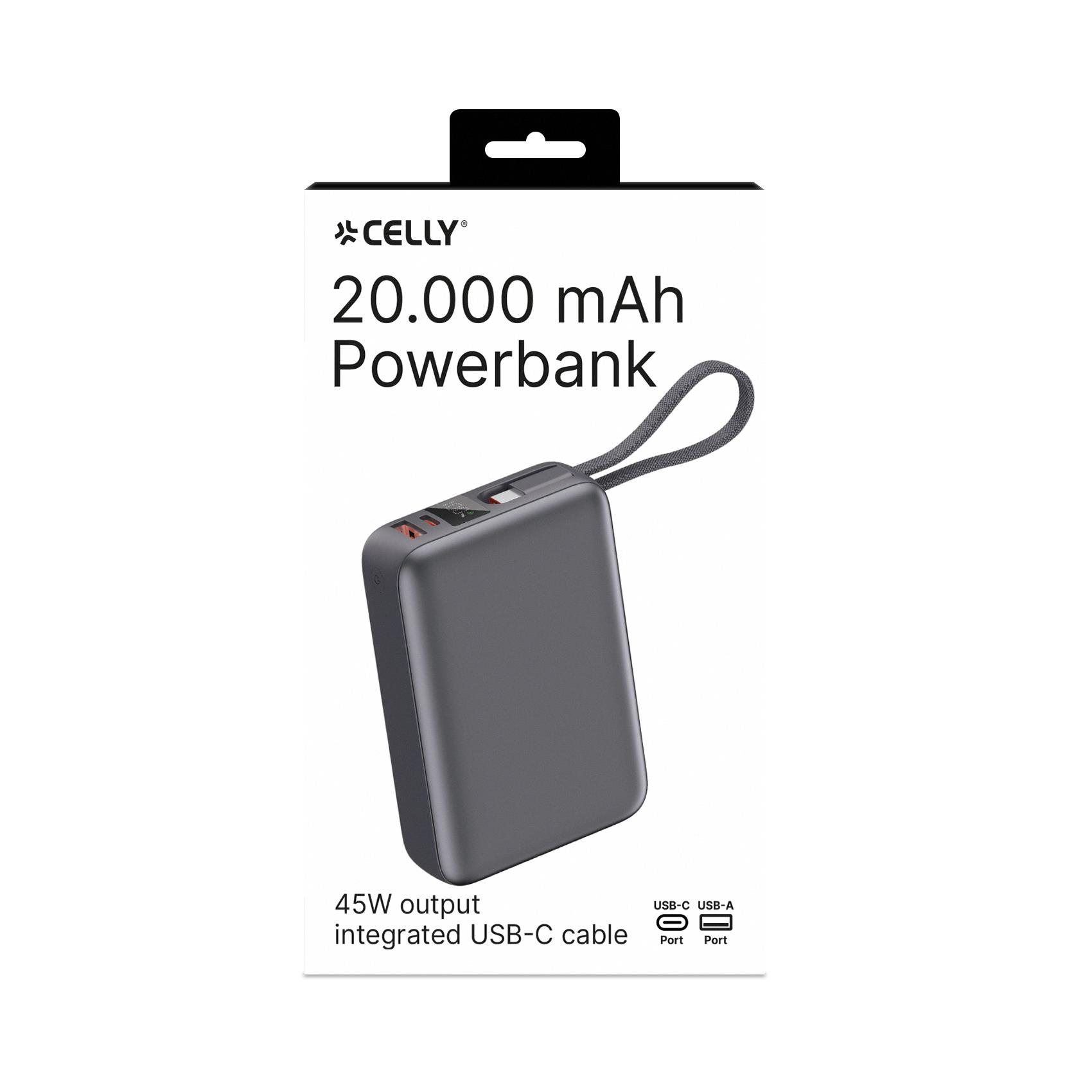 Celly PBCABLE45W20000 - 45W Powerbank 20000 mAh
