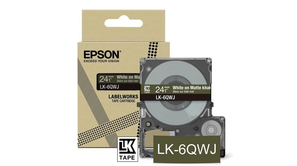 Epson LabelWorks LK-6QWJ - White on matte khaki …
