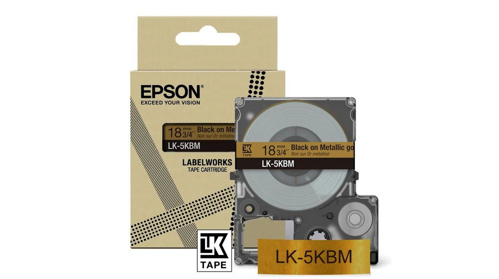 Epson LabelWorks LK-5KBM - Black on metallic gold …
