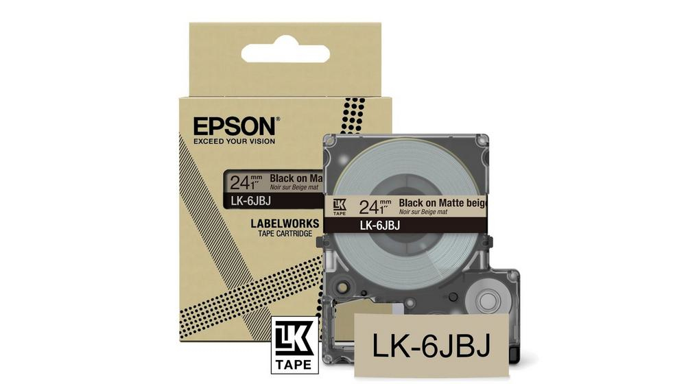 Epson LabelWorks LK-6JBJ - Black on matte beige …