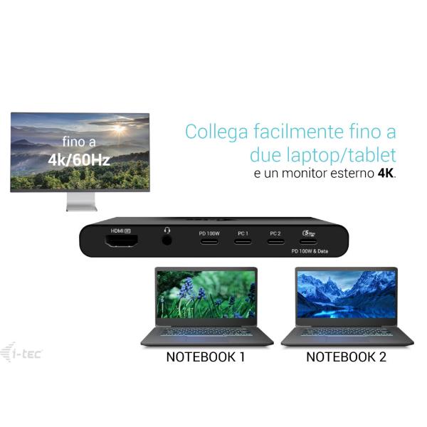 i-tec KVM Docking Station HDMI for 2 hosts, …