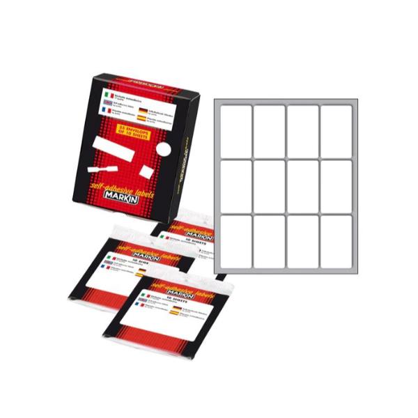 Markin - Autoadesivo permanente - bianco - 46 x 27 mm 120 etichette (10 foglio(i) x 12) busta in plastica - etichette