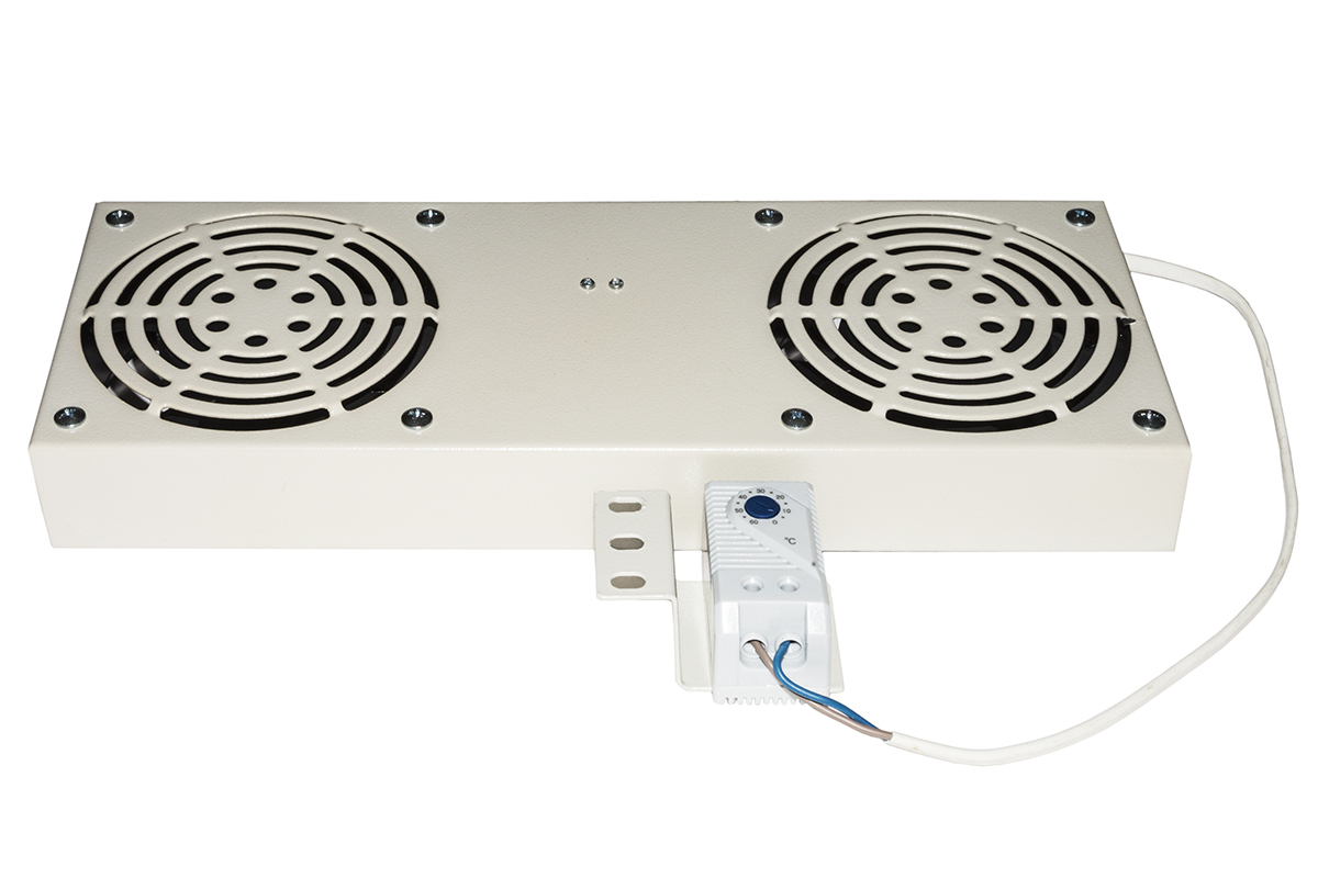 LINK Modulo 2 - Supporto unità ventilazione - con 2 ventole di raffreddamento, sensore di temperatura, termostato - montaggio su rack - grigio