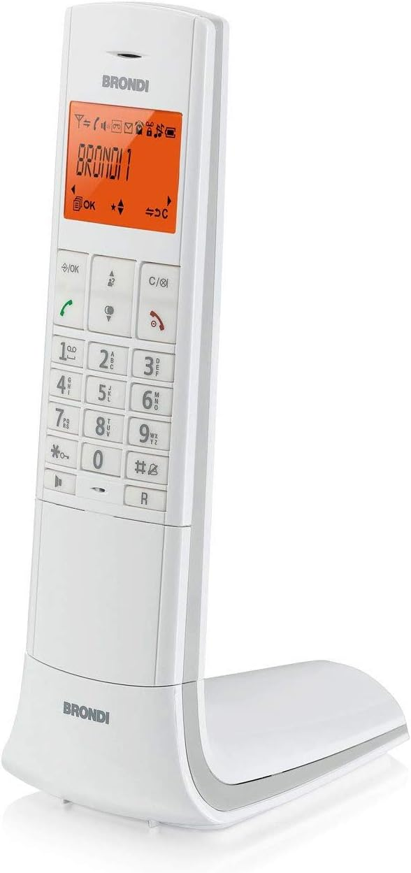 Telefono Cordless Brondi Lemure Bianco - <ul> <li>Grande display alfanumerico retroilluminato</li> <li>Men&ugrave; intuitivo, con gestione intelligente della potenza radio</li> <li>Sveglia</li> <li>Rubrica con 50 memorie</li> <li>Vivavoce ad alta sensibilit&agrave;.</li></ul>