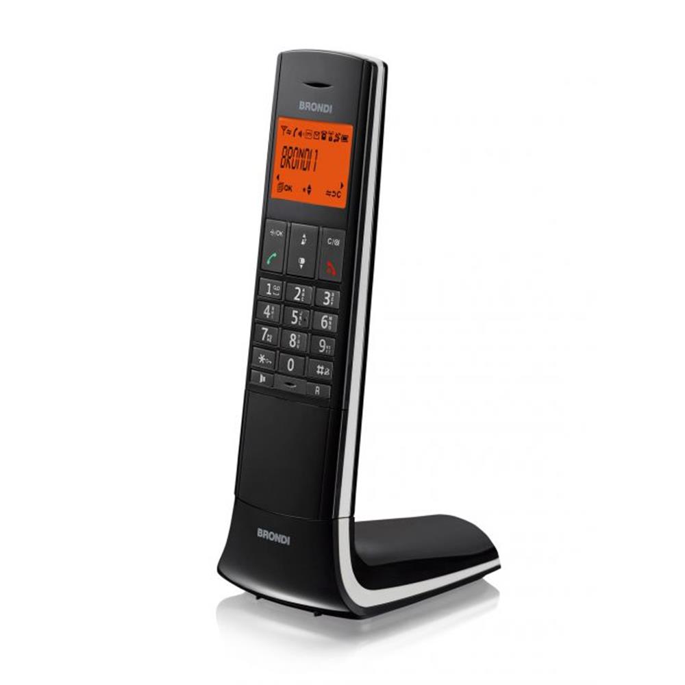 Telefono Cordless Brondi Lemure Nero - <ul> <li>Grande display alfanumerico retroilluminato</li> <li>Men&ugrave; intuitivo, con gestione intelligente della potenza radio</li> <li>Sveglia</li> <li>Rubrica con 50 memorie</li> <li>Vivavoce ad alta sensibilit&agrave;.</li></ul>