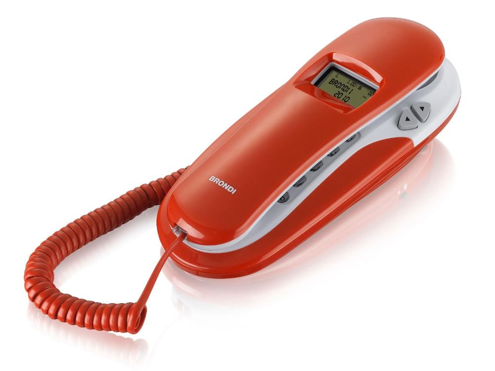 Telefono Brondi Kenoby CID Rosso/Bianco - <ul> <li>Installabile anche a muro</li> <li>Identificativo chiamante</li> <li>Tasto pausa: per un utilizzo funzionale in ufficio</li> <li>Tasto R</li></ul>