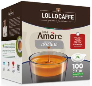 Lollocaffè Box Cialde Amore Assoluto 44mm 100pz - <p>&nbsp;</p><p>&nbsp;</p><p style="text-align: center;"><b>LOLLOCAFFE</b></p><h1><span style="color: rgb(85, 85, 85); font-family: Inter, Arial, Helvetica, sans-serif; font-size: 14px; letter-spacing: 0.5px;">Lollocaff&egrave; Amore Assoluto Espresso &egrave; la miscela dal gusto pieno, forte e cremoso per un espresso sincero, corposo e tradizionale. Una pausa decisa e dalla forte personalit&agrave;, che esalta tutte le note intense e tostate de