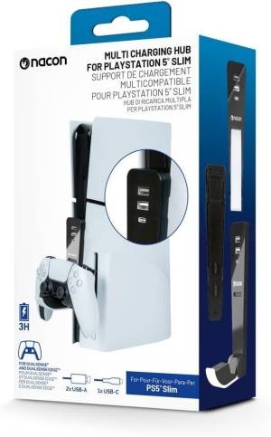 PS5 Nacon Base di Ricarica Dual Sense/Edge + Hub USB - <p>&nbsp;NACON PS5 Multicharge</p><ul> <li>Tipo: <b>Sistema di ricarica per Dualsense</b>;</li> <li>Piattaforma: <b>PlayStation 5</b>;</li> <li>Colore: <b>Nero, Bianco</b>;</li> <li>Connessione: <b>Cablato</b>;</li> <li>Quantit&agrave; Porte USB 2.0: <b>2</b>.</li></ul>