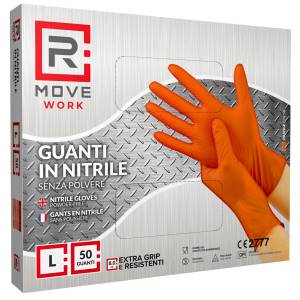 RMove Guanti Nitrile Arancione Lavoro SP FG 8.0g 1Cnf/50pz Tg L