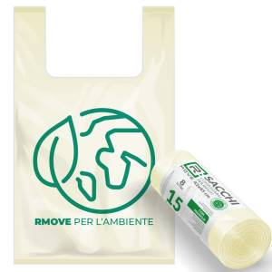 RMove Sacchi Biodegradabili Per Rifiuti 42x45cm 1Rot/15pz 8LT
