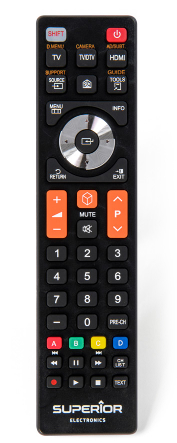 Superior Telecomando Universale Samsung funzioni Smart TV SH - <p class="MsoNormal">Pronto all'uso non richiede programmazione<o:p></o:p></p><p class="MsoNormal">Compatibile con tutte le TV di marca SAMSUNG<o:p></o:p></p><p class="MsoNormal">Compatibile con le funzioni SMART TV<o:p></o:p></p><p class="MsoNormal"><o:p>&nbsp;</o:p></p><p class="MsoNormal">PESO: 83 g<o:p></o:p></p><p class="MsoNormal">DIMENSIONI: 20,5 x 4,5 x 2,0 cm<o:p></o:p></p><p class="MsoNormal">BATTERIE: 2 x 1,5V &ndash; AAA