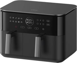 Xiaomi Friggitrice ad Aria Air Fryer Dual Zone 10L 2700W Black - <h1>&nbsp;Xiaomi Dual Zone Air Fryer 10L</h1><h2>Le due zone consentono la cottura simultanea di primi e secondi</h2><p><b>Doppia zona con un'ampia capacit&agrave; di 10L:<br /></b>Con un cestello sinistro da 3,5 L per i contorni e un cestello destro da 6,5 L per i secondi, in grado di cuocere con facilit&agrave; un pollo intero, la capacit&agrave; totale di 10 L ti consente di organizzare i pasti in famiglia in tutta semplicit&agr