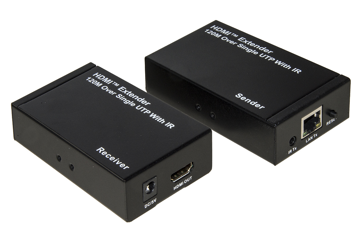 EXTENDER HDMI TRAMITE CAVO RETE CAT 5E/6 FINO 120MT INFRAROSSO TELEC.