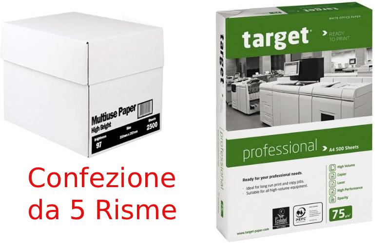 RISMA A4 TARGET PROFESSIONAL 75GR CONFEZIONE DA 5 PEZZI