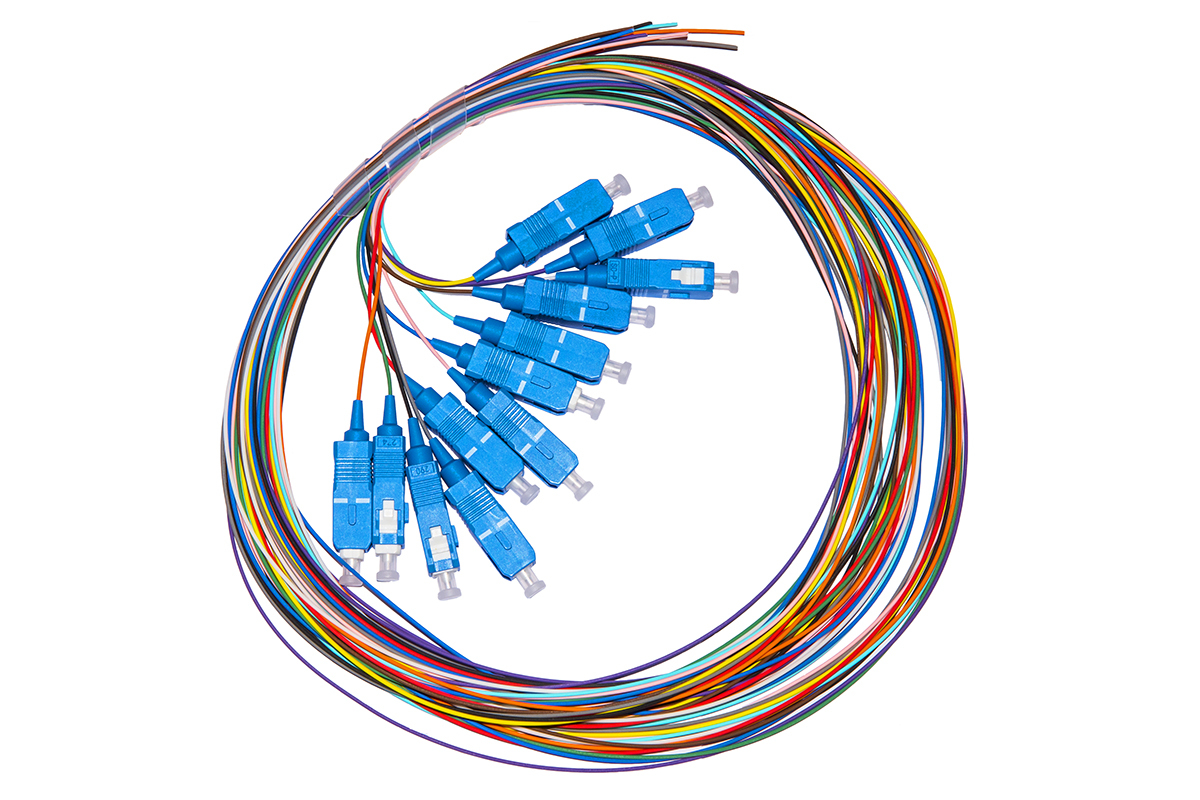 PIGTAIL FIBRA OTTICA SC 2MT SIMPLEX MONOMODALE CONFEZIONE 12PZ COLORATI