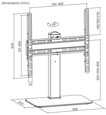 STAFFA TV/MONITOR TAVOLO APPOGGIO VESA 400X400 DA 32 A 55 1 MON