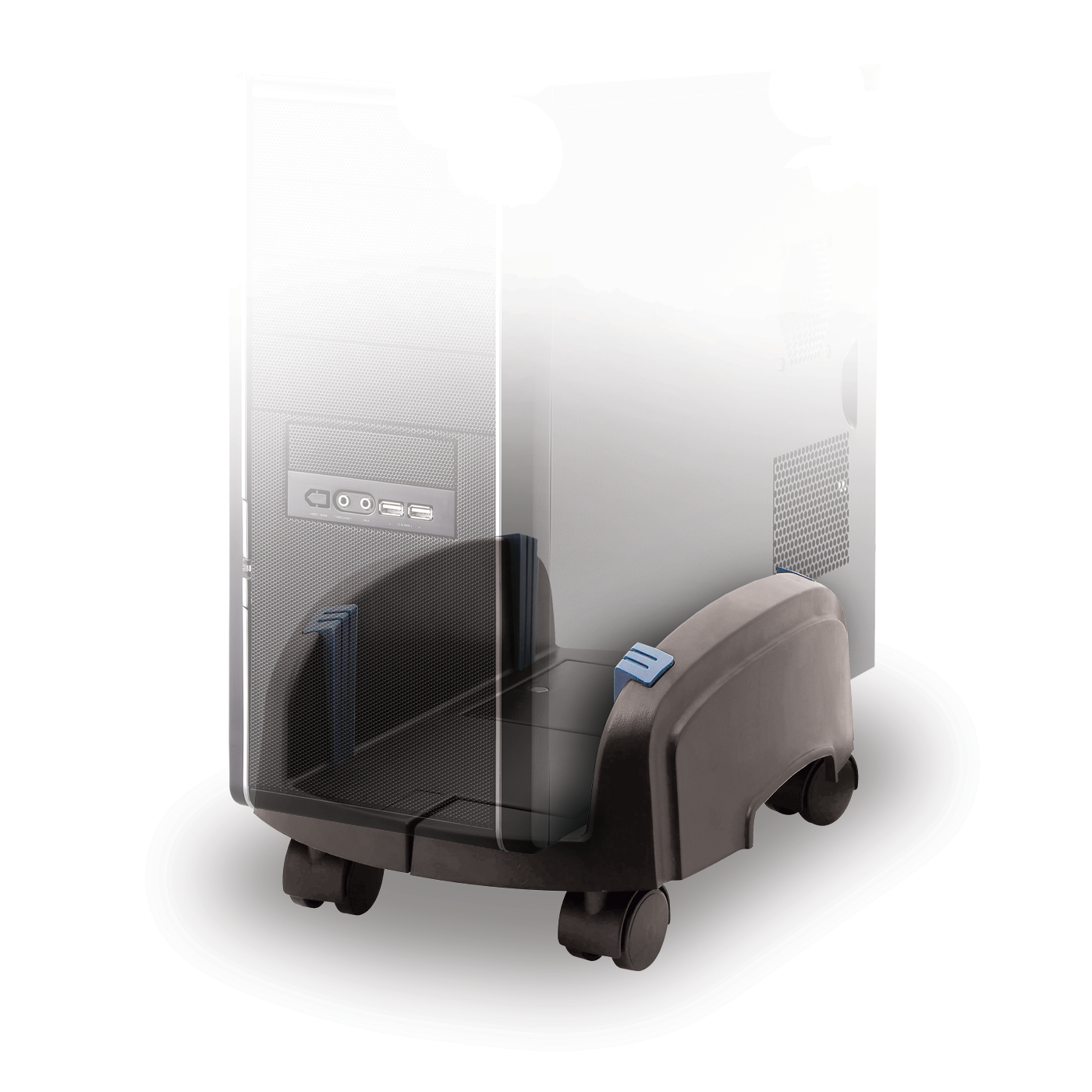 PORTA PC CARRELLINO TECHMADE REGOLA BILE NERO CON ROTELLE + FERMO