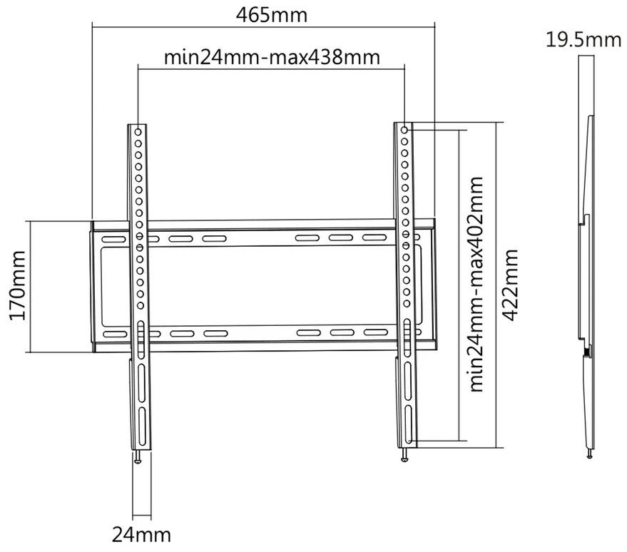 STAFFA TV/MONITOR 32/55 BK NEW MAX 35KG MAX VESA 400*400