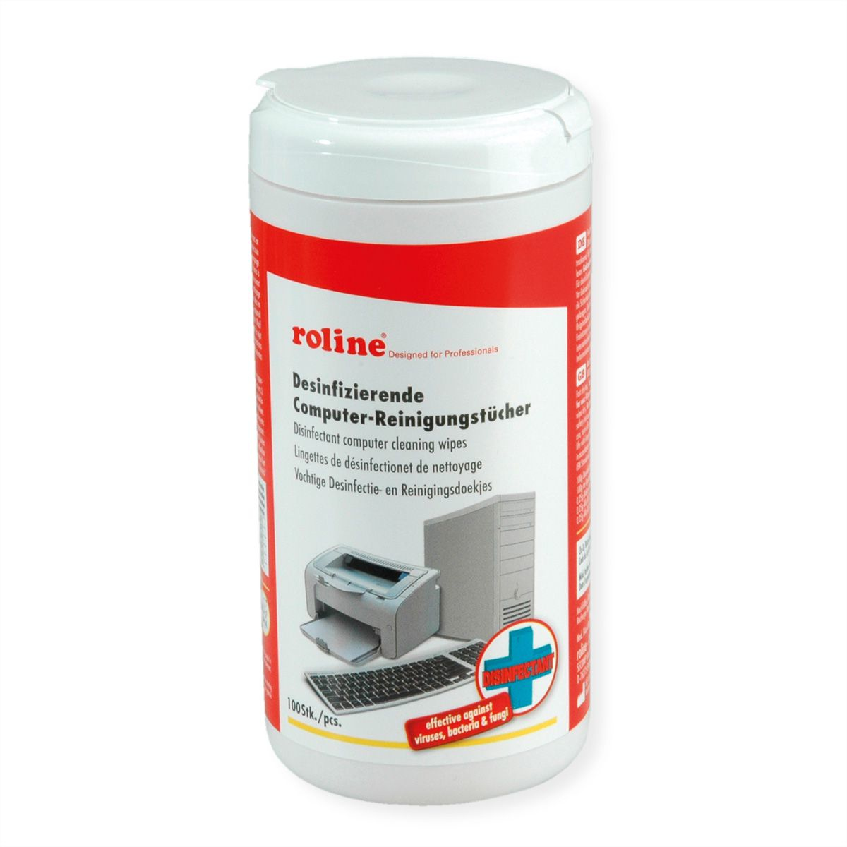 ROLINE DISINFECTANT COMPUTER CLEANING WIPES, 100 PCS.