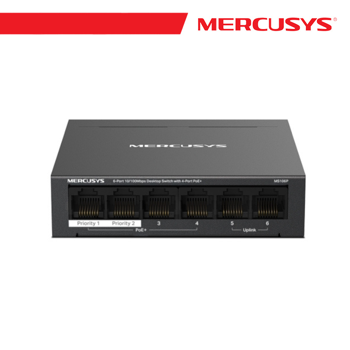 SWITCH DESKTOP MS106P POE 6P GIGABIT RJ45 4POE+ FINO 65W