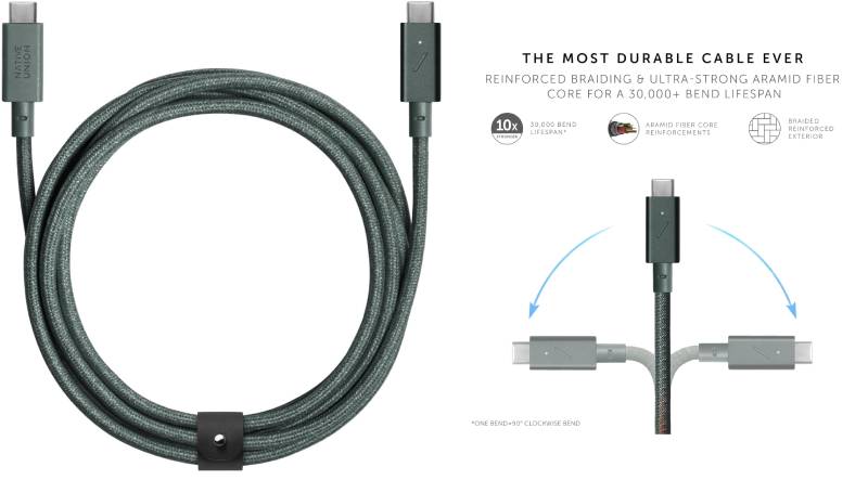 CAVO BELT PRO CON FIBBIA 2.4M-240W USB-C/USB-C- SLATE …
