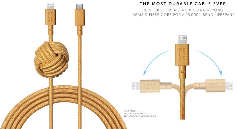 NIGHT CABLE-KV-C-LIGHTNING-KRAFT USB-C TO LIGHTNING 3M