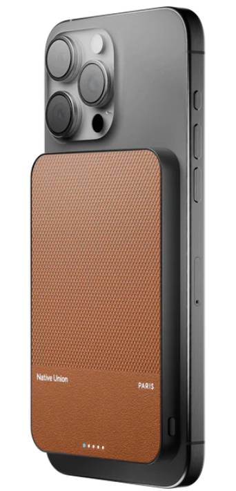 POWER BANK 5000MAH QI2 CLASSIC TAN USB-C NATIVE UNION MAGSAFE TANGERIN