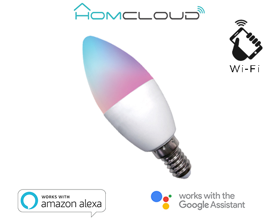 LAMPADA LED SMART EE-45WE14 RGB + BIANCO CALDO E14 C37 DIMMERABILE WIFI - ALEXA E GOOGLE HOME