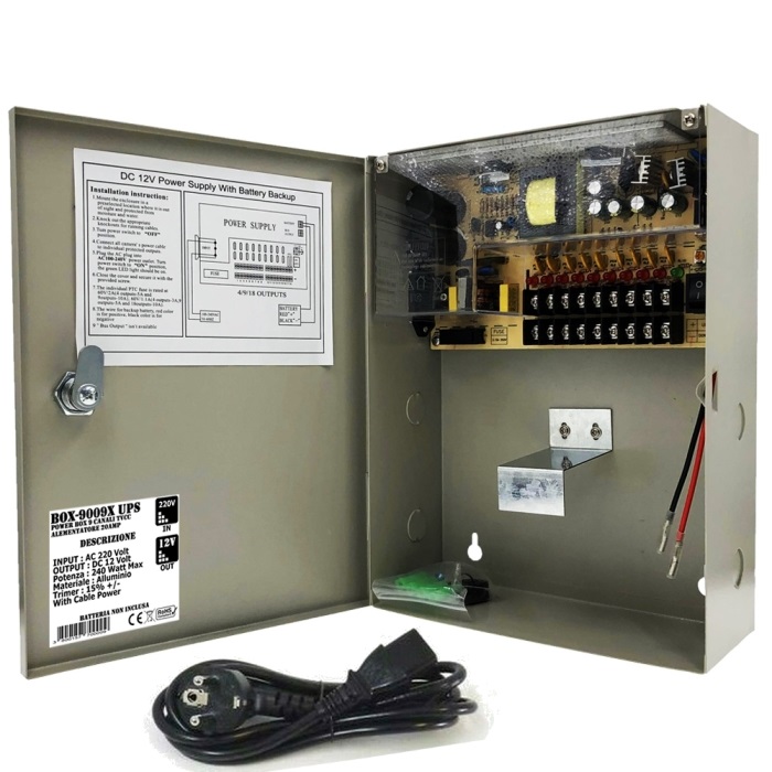 BOX ALIMENTATORE POWER BOX 9 CANALI TVCC 12V …