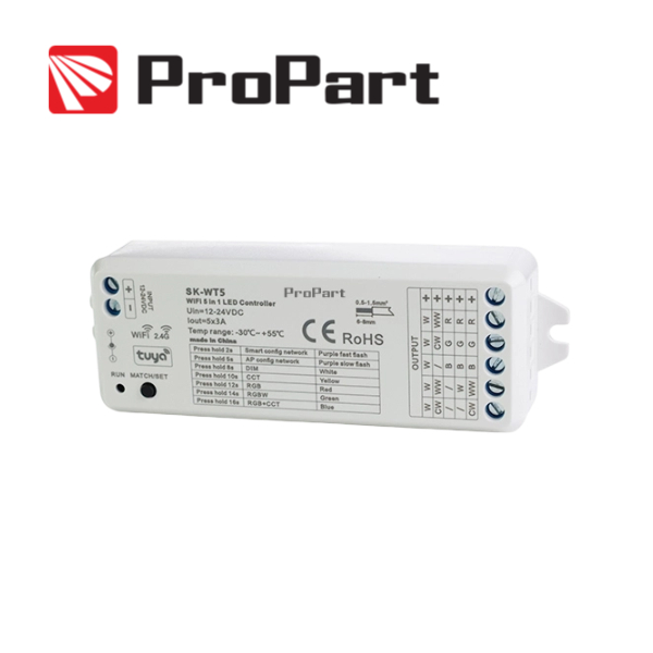 RICEVITORE DIM 12/24V DC, 5CH*3A, WI-FI+RF2.4G RGB+CCT (SK-WT5)