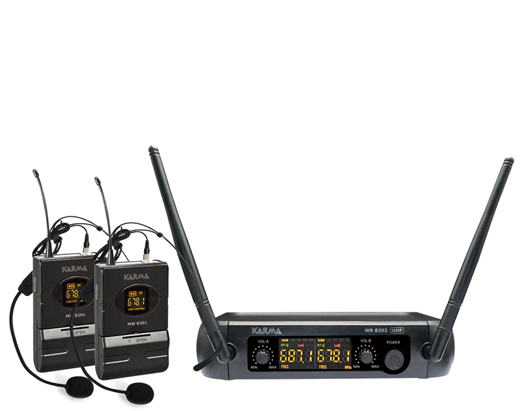 RADIOMICROFONO DOPPIO PALMARE UHF CON ARCHETTO (SET 8202LAV)
