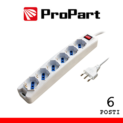 MULTIPRESA 6 POSTI BIPASSO/SCHUKO SPINA 16A + INTERR. …