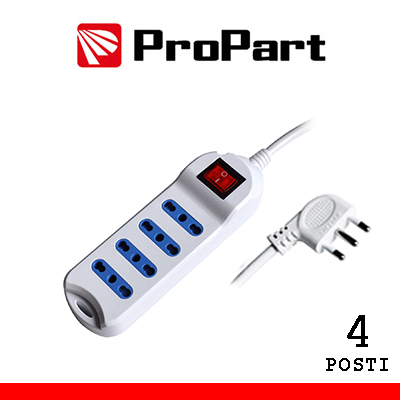 MULTIPRESA 4 POSTI BIPASSO SPINA16A + INTERR. (PEM2714-W)