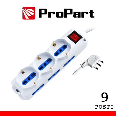 MULTIPRESA 9 POSTI BIPASSO + BIPASSO/SCHUKO SPINA16A + …