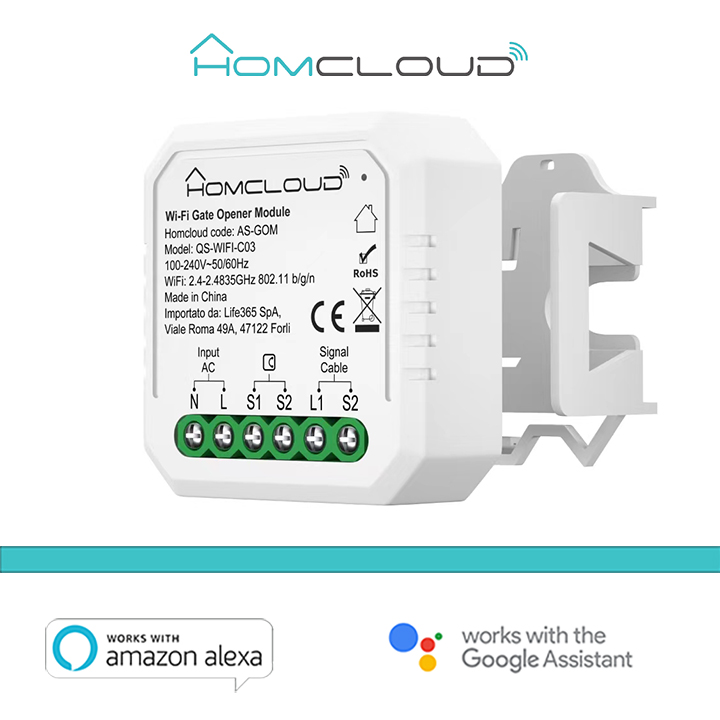 MODULO SMART WI-FI PER CANCELLI GARAGE ED ELETTROSERRATURE 1CH (AS-GOM)