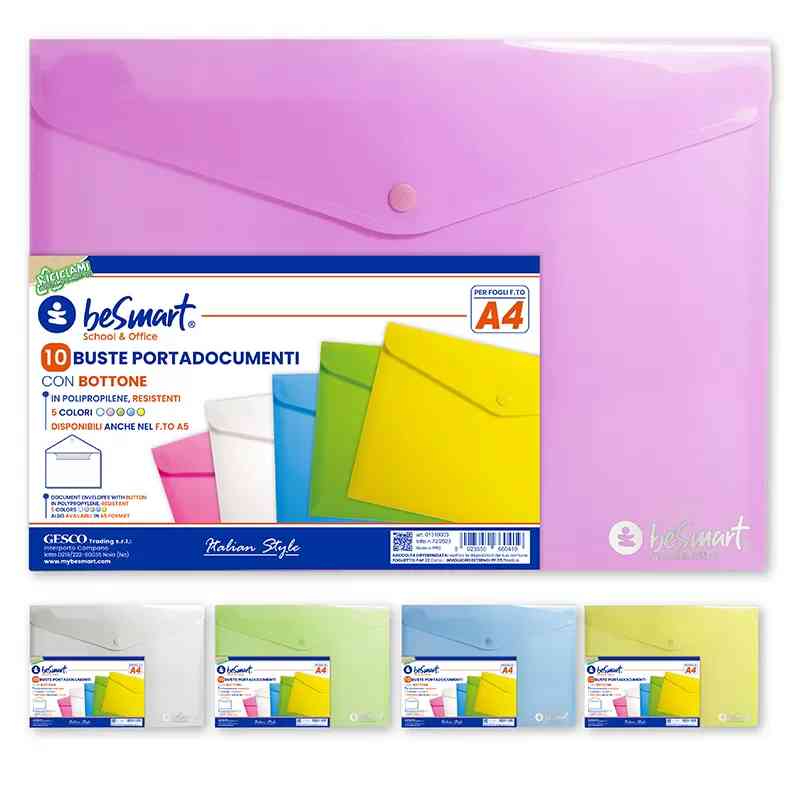 BUSTE PORTADOCUMENTI A4 CON BOTTONE - 10PZ - …