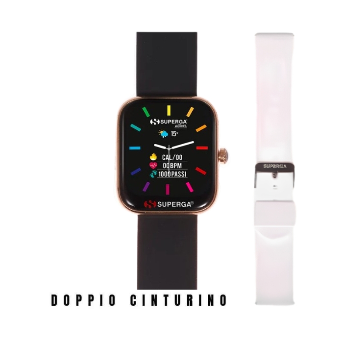 SMARTWATCH SWT-STC003 GOLD DORATO + CINTURINO UNIKO SILICONE NERO O BIANCO