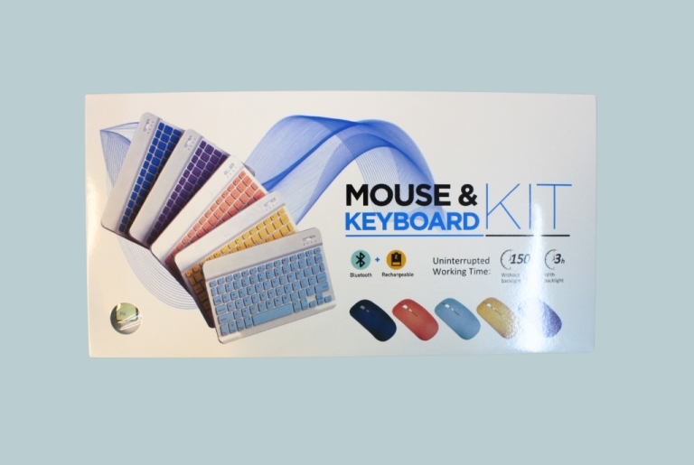 KIT MINI TASTIERA E MOUSE BLUETOOTH WIRELESS BT028 ROSA