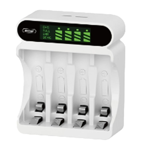 CARICABATTERIE SMART LCD CHARGER PER 4 PILE AA/AAA …