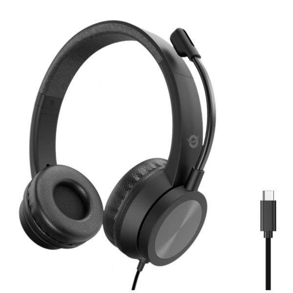 CUFFIE MICROFONO POLONA05B STEREO USB-A NERO