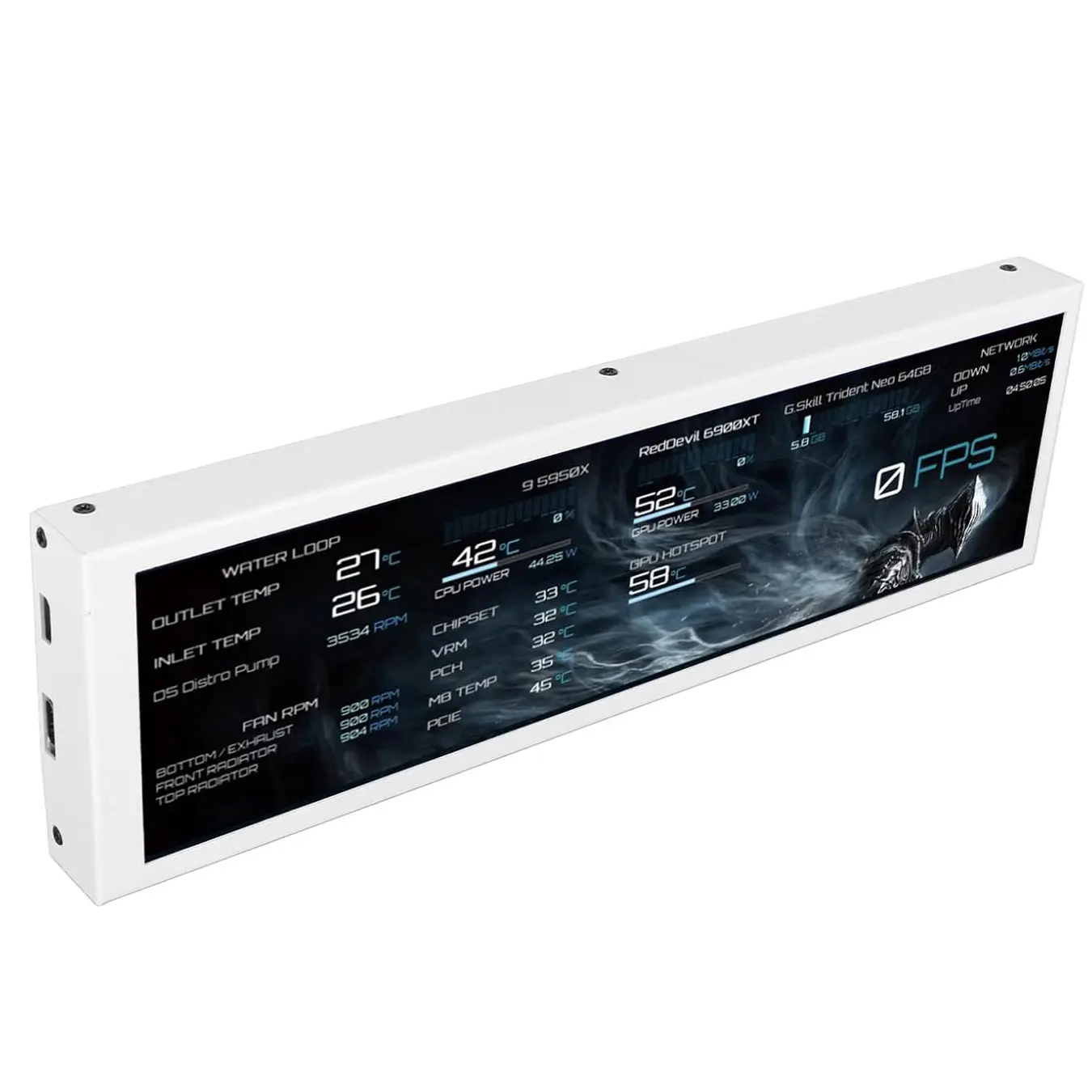 Mini Schermo USB IPS 8.8 pollici 1920x480 - Monitor secondario per PC Case - Bianco