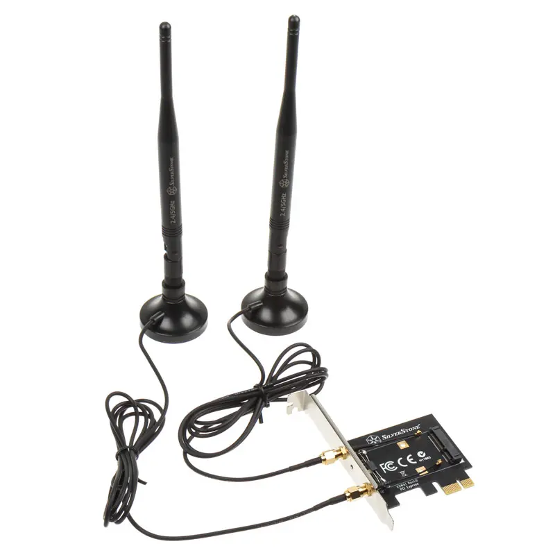 Silverstone ECWA1 Adattatore Mini PCI-E / PCI-E con Antenne WiFi 5 dBi
