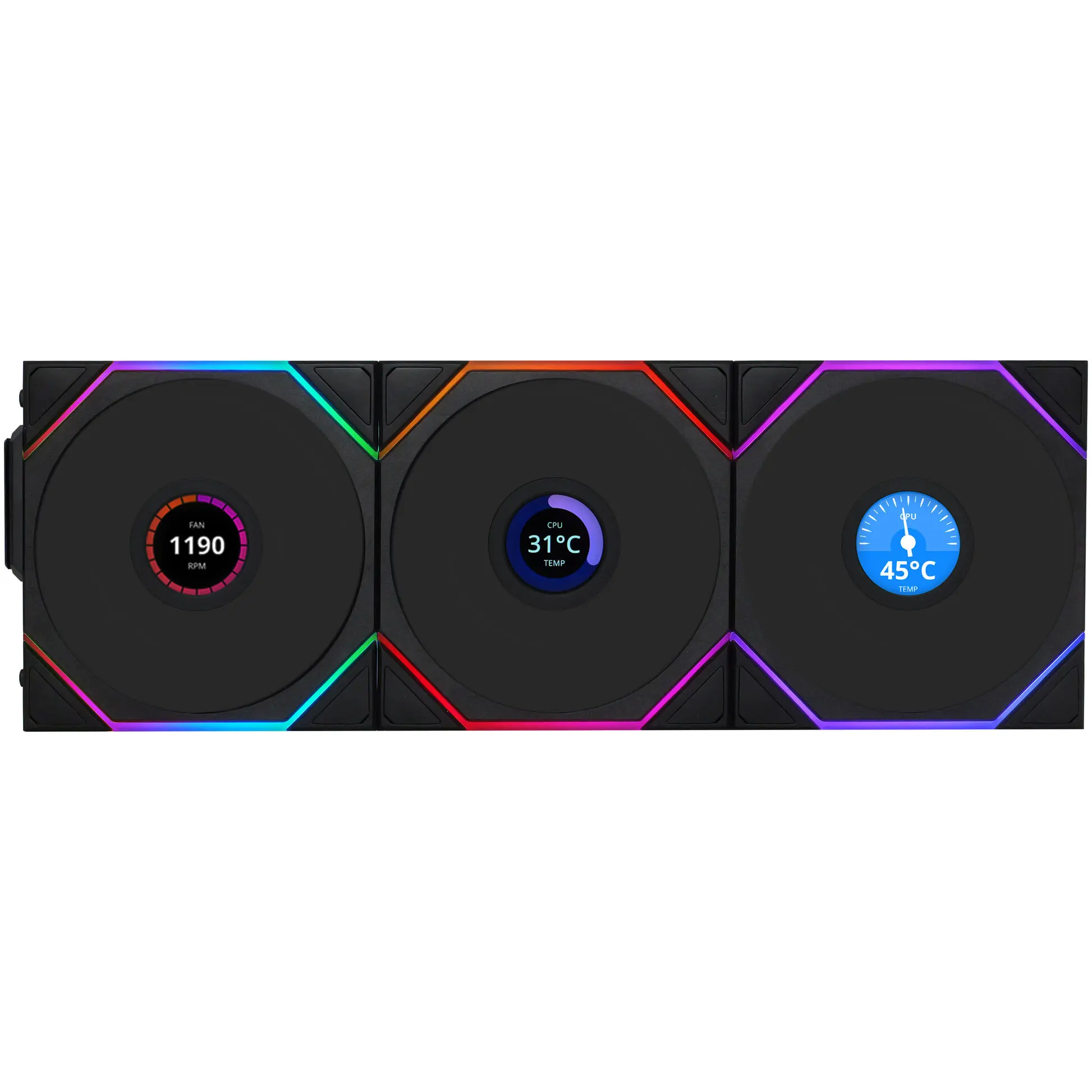 Lian Li UNI FAN TL LCD Wireless ARGB PWM 120 mm Triple Fan Pack - Nero