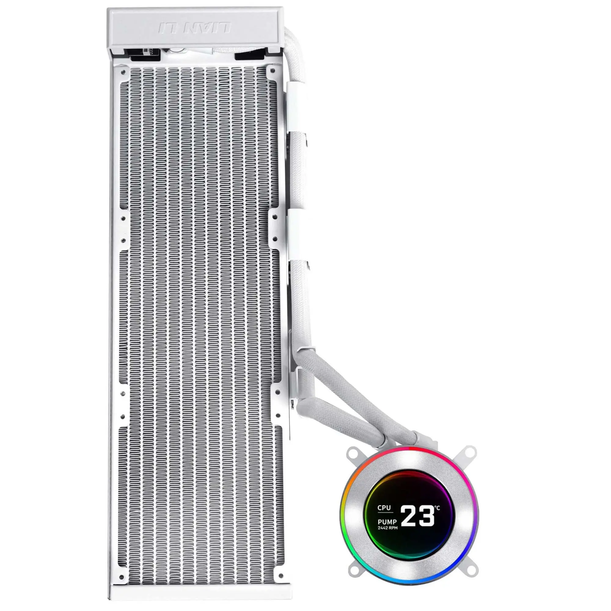 Lian Li HydroShift II LCD-C 360N Fanless AIO Water Cooler, ARGB - Bianco