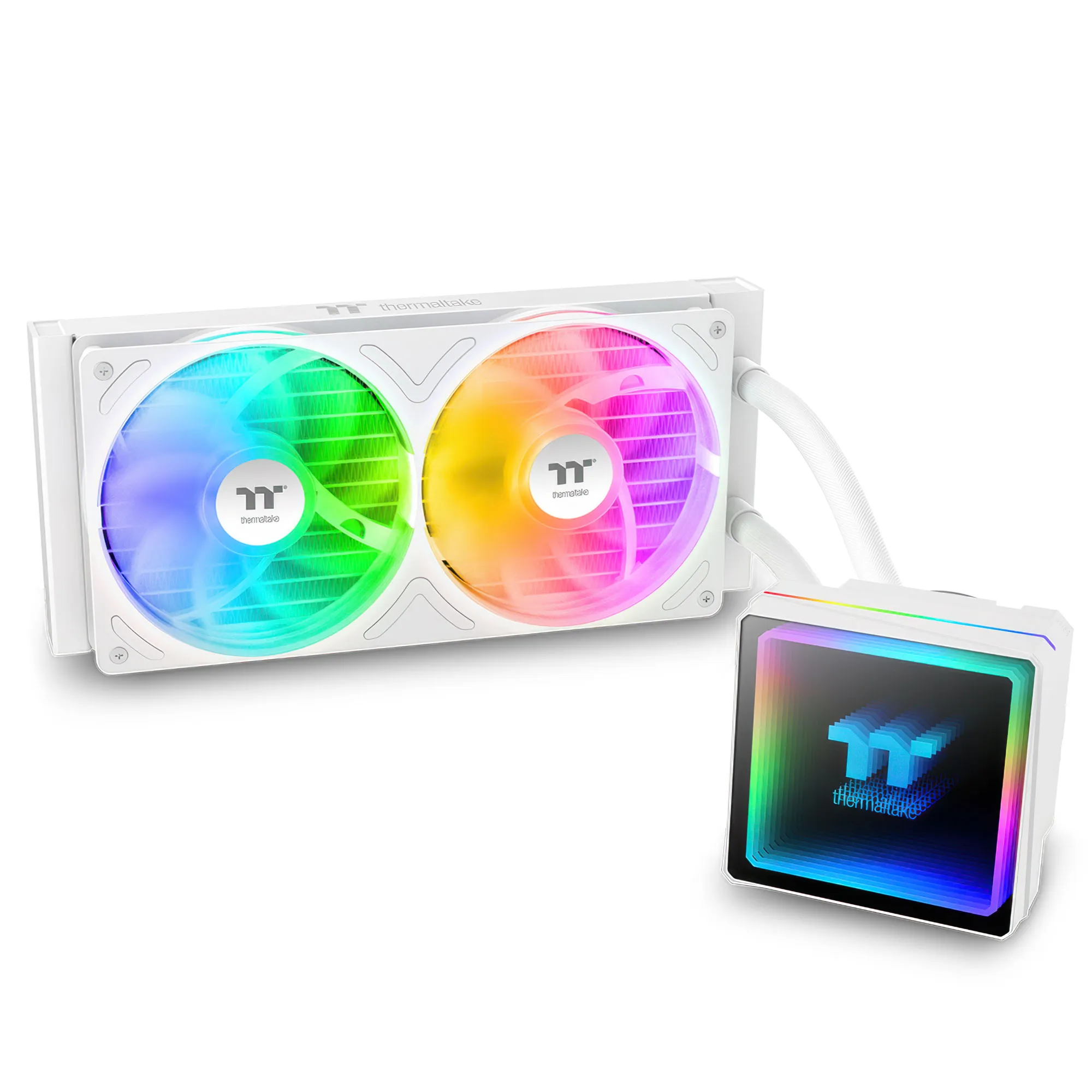 Thermaltake TH240 V3 ARGB Sync - Dissipatore AIO 240mm con pompa infinity mirror e ventole ARGB - Snow White