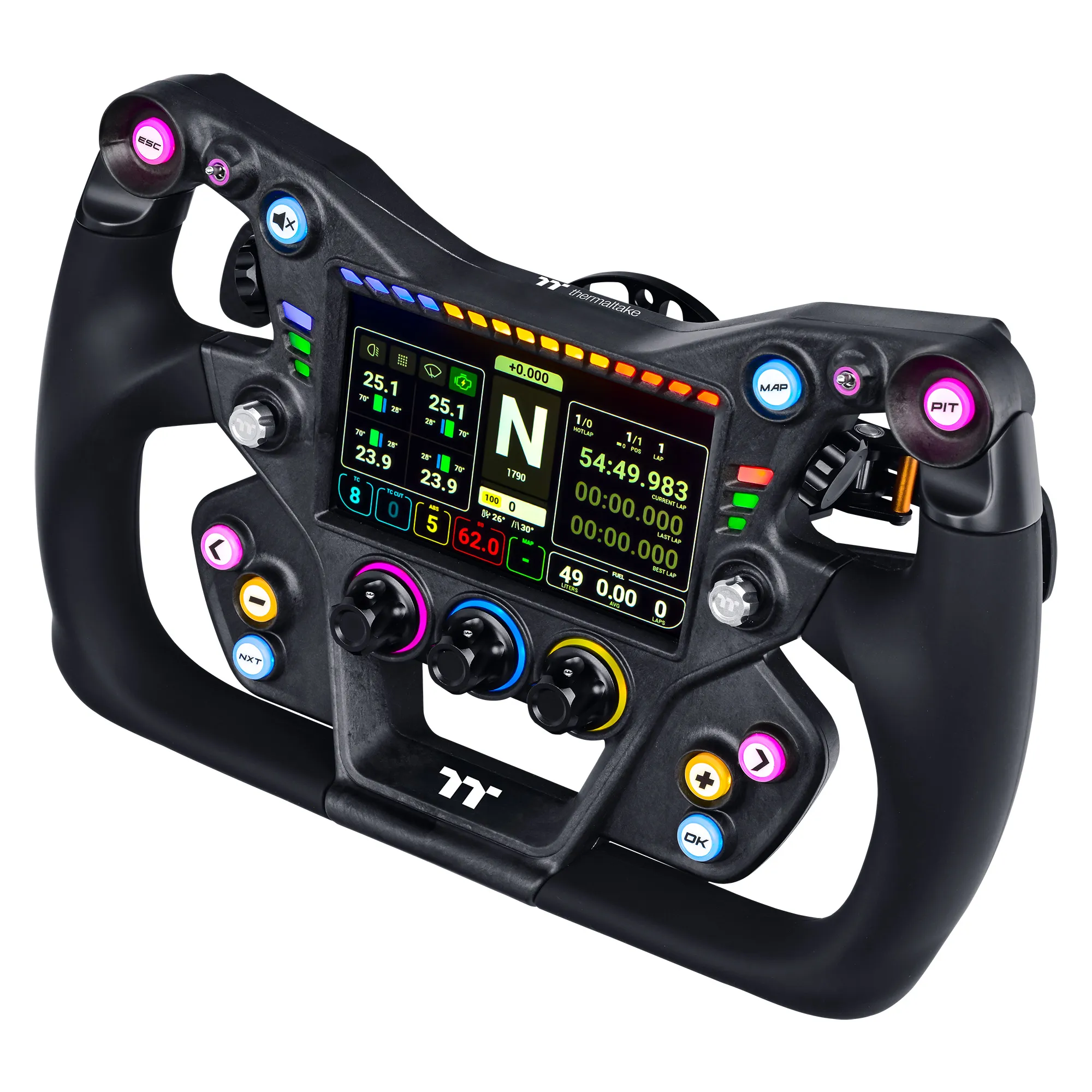 Thermaltake XRW-G1 GT Steering Wheel - Volante Sim Racing 300mm con Display Touchscreen 5" e Quick-Release